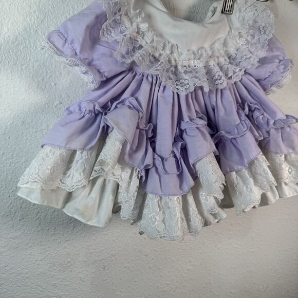 Vintage Martha’s Miniatures Baby Dress 0-3 Months Lavender Ruffles + Bell –Rare! - Picture 3 of 14